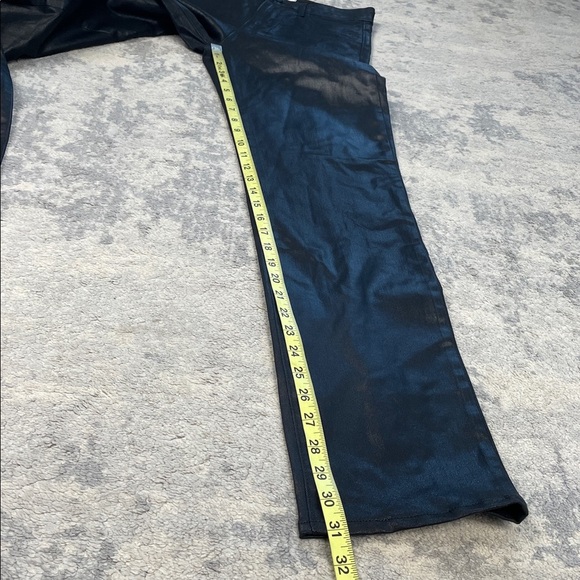 New L’Agence Ginny High Rise Straight Jeans Black Noir Coated Sz 25 - Picture 11 of 11